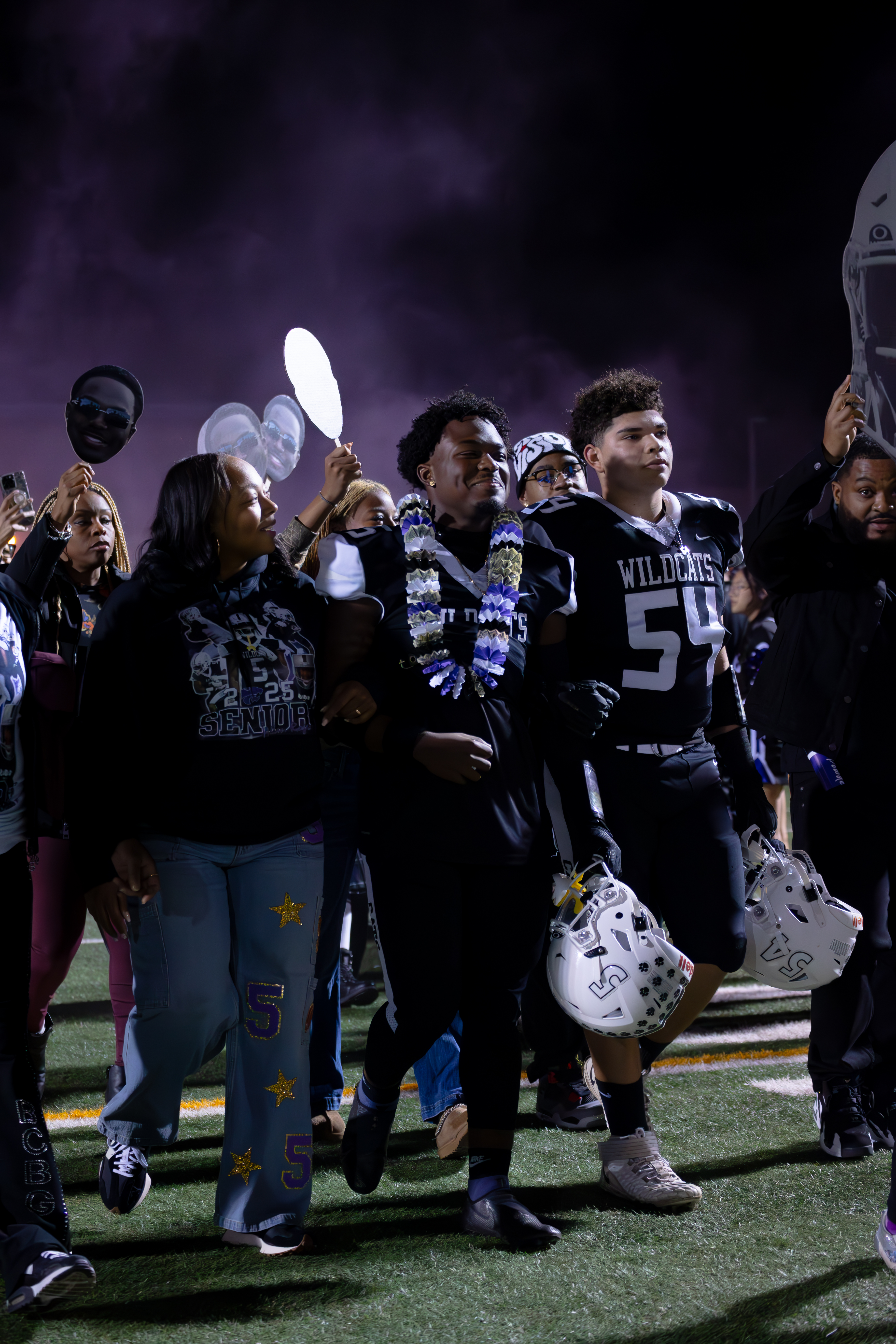 Football senior night on the field
